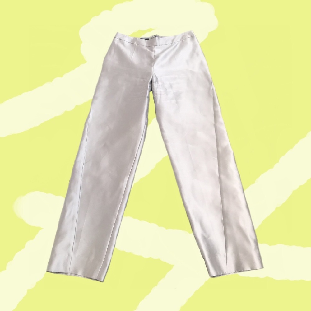 Georgio Armani 28% silk silver gray womens pants